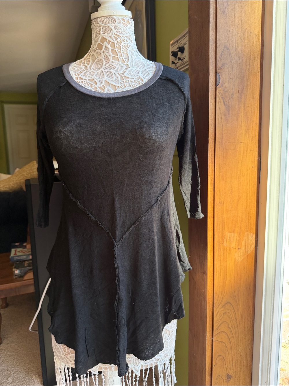Free People Black Scoop Neck Tunic Top